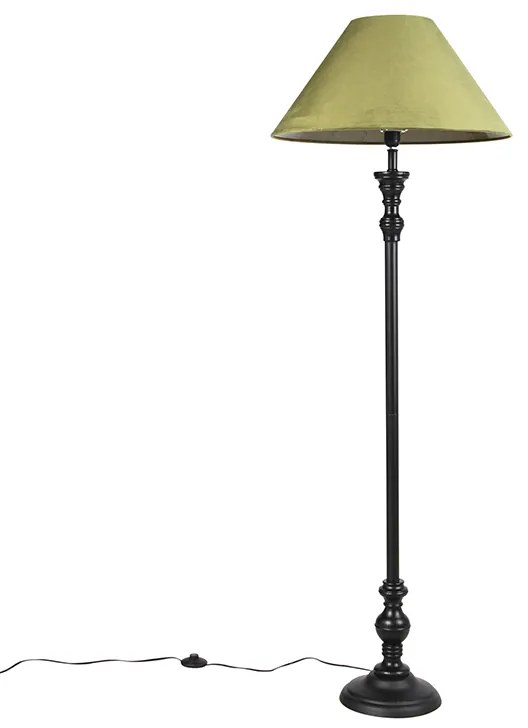 Stojacia lampa čierna s velúrovým odtieňom zelená 55 cm - Classico