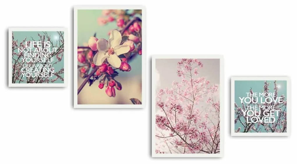 Súprava obrazov Puela 4 ks ružová