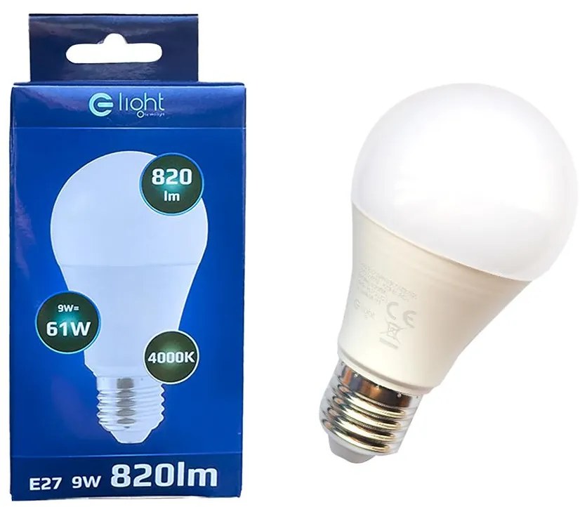 Žiarovka LED A60 9W E27 4000K EKZA029