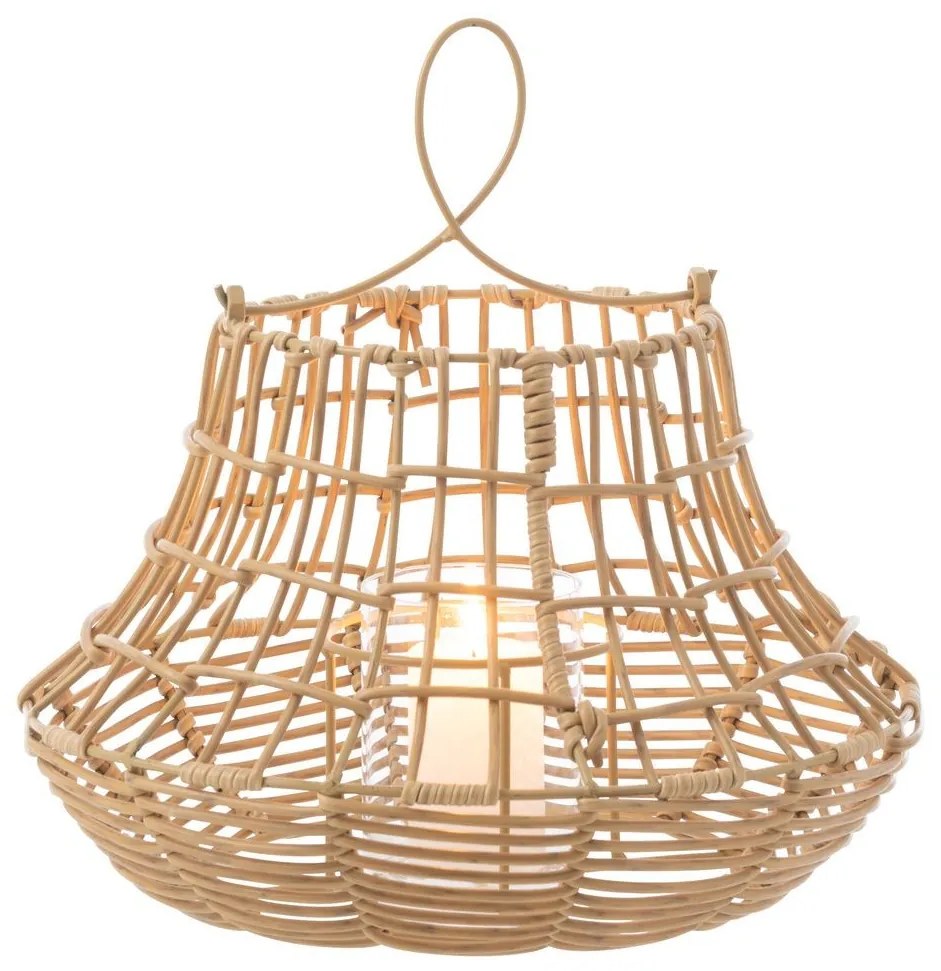 Béžový ratanový závesný lampáš Giro - 33*33*33 cm