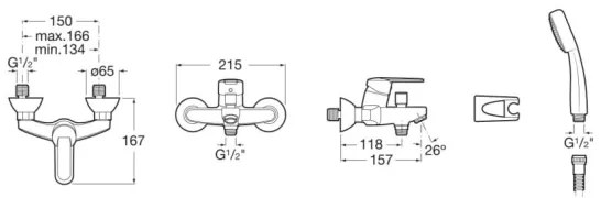 Roca A5A0125C02 - Vanová sada VICTORIA s baterií, lesklý chróm