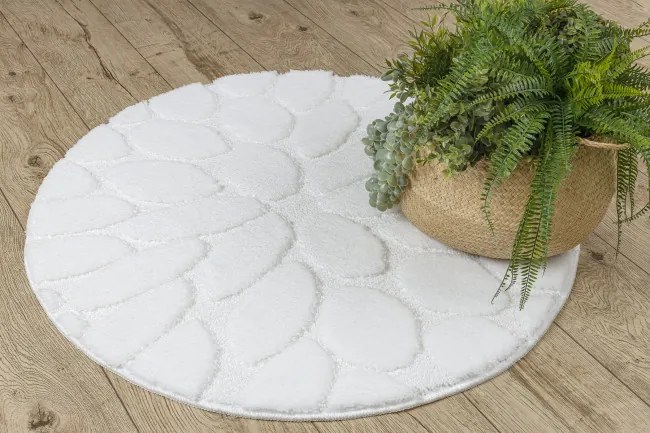 Kúpeľňový koberček SUPREME STONES kamienky, biely kruh