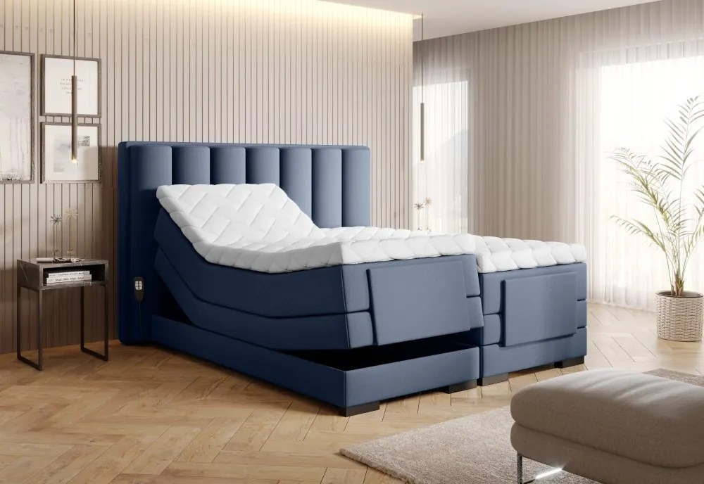 Elektrická polohovacia boxspringová posteľ VERONA Eltap Nube 40 - tmavo modrá