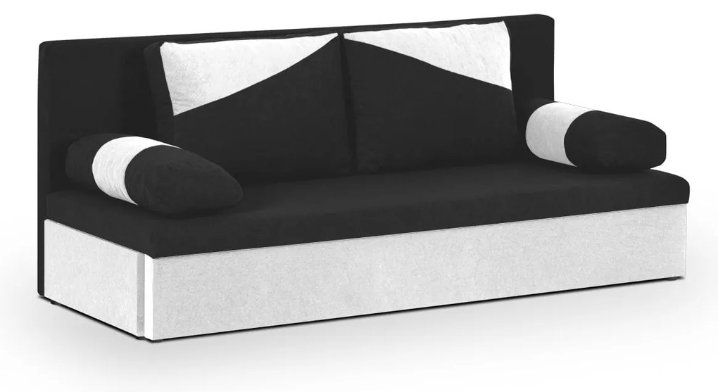 Pohovka pre 3 osoby s funkciou spania ROLO Čierna/biela