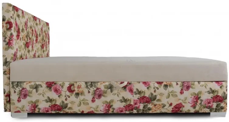 Čalúnená manželská posteľ VIVA, 200x160, kvety / béžová (2108 / aston 1)