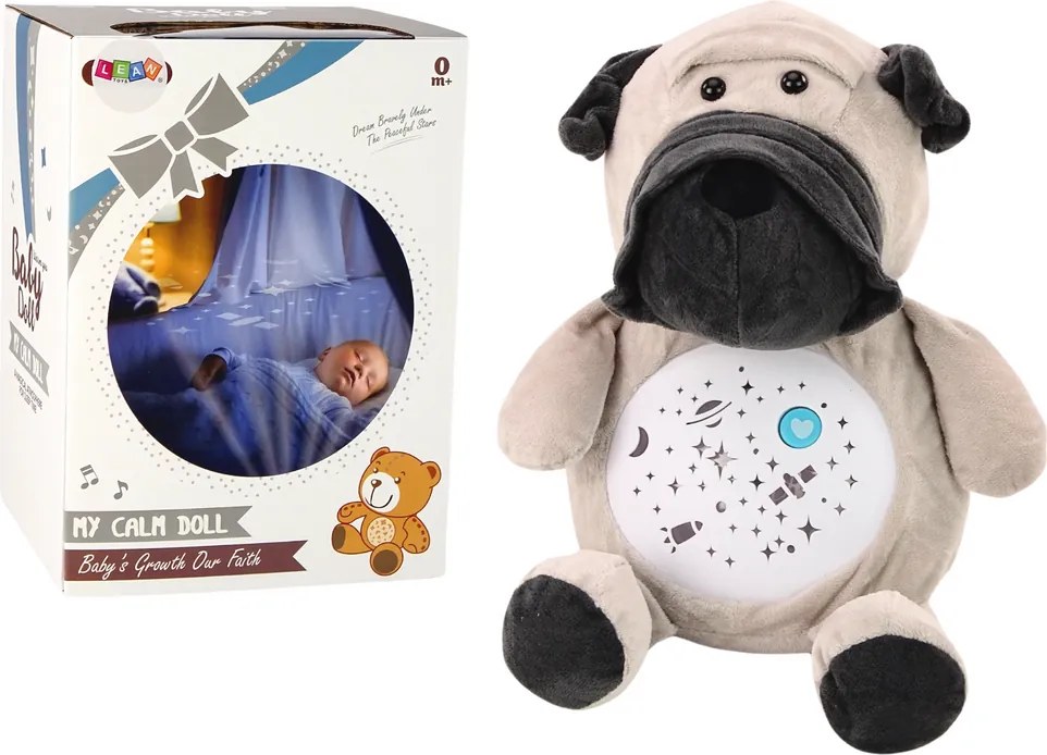 LEAN Toys Plyšový psík uspávačik so svetlami a zvukmi nočný a denný režim