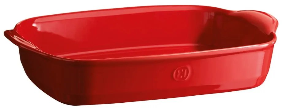 Červená keramická zapekacia misa Emile Henry, 42,5 × 28 cm