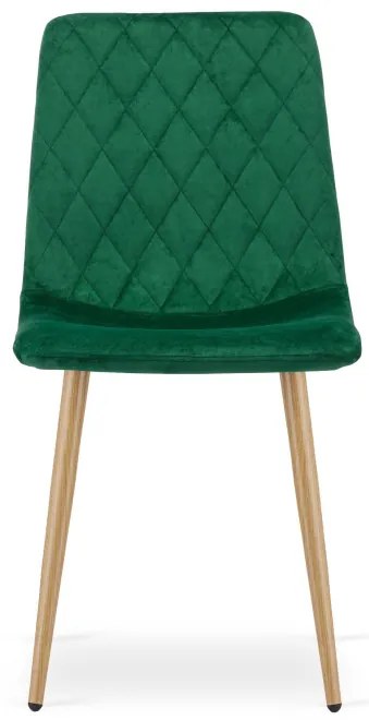 Set štyroch jedálenských stoličiek TURIN zamatové, tmavozelené / hnedé nohy (4 ks)