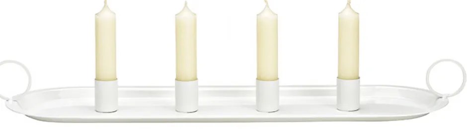 Adventný kovový svietnik ARRANGEMENT 49x14 cm - viac farieb Farba: Biela