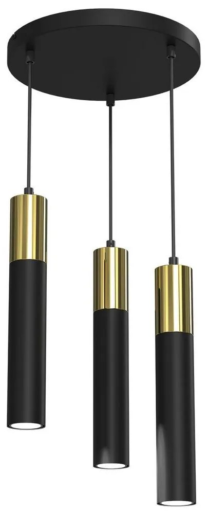 Luster na lanku CASSA 3xGU10/8W/230V čierna/zlatá