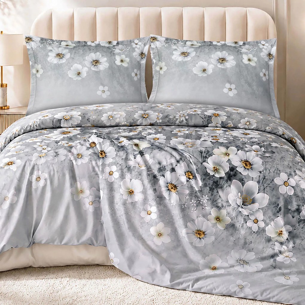 SATÉNOVÉ OBLIEČKY LUXURY SOLARA 160X200 CM, 2KS 70X80 CM KVETY