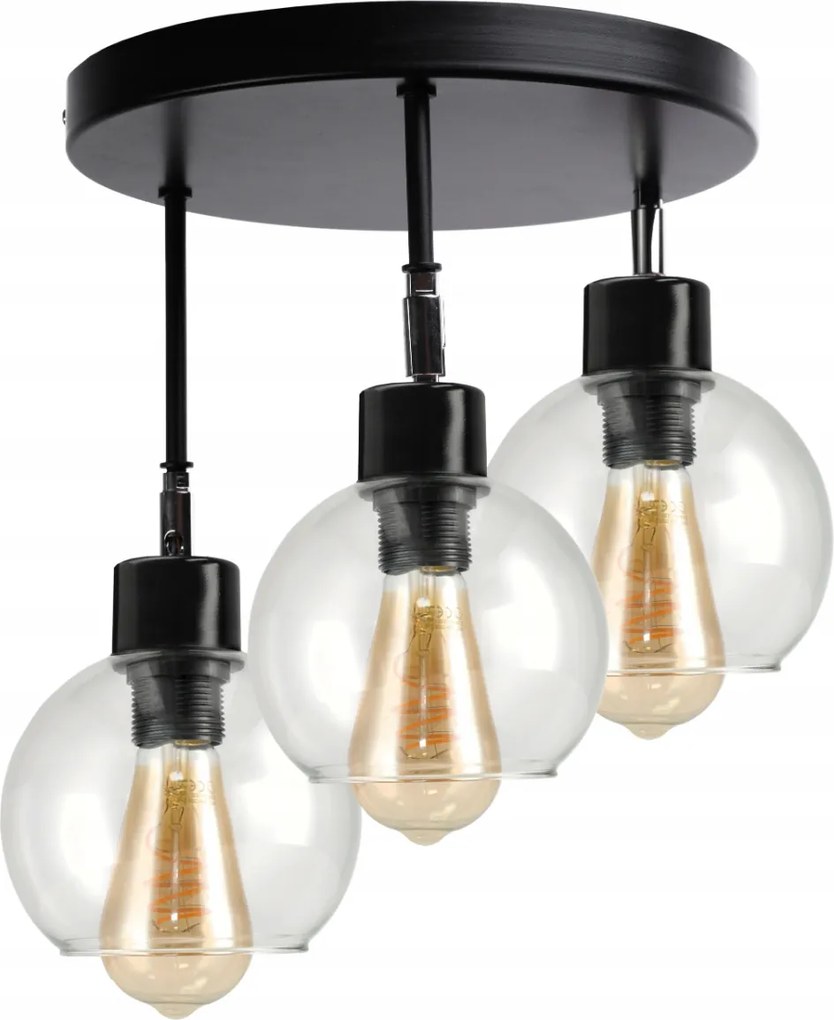 BERGE LED závesné nastaviteľné stropné svietidlo 3xE27 - priehľadná guľa