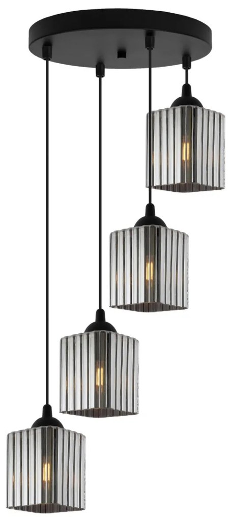 Závesné svietidlo Riffle Square, 4x grafitové sklenené tienidlo, b, o