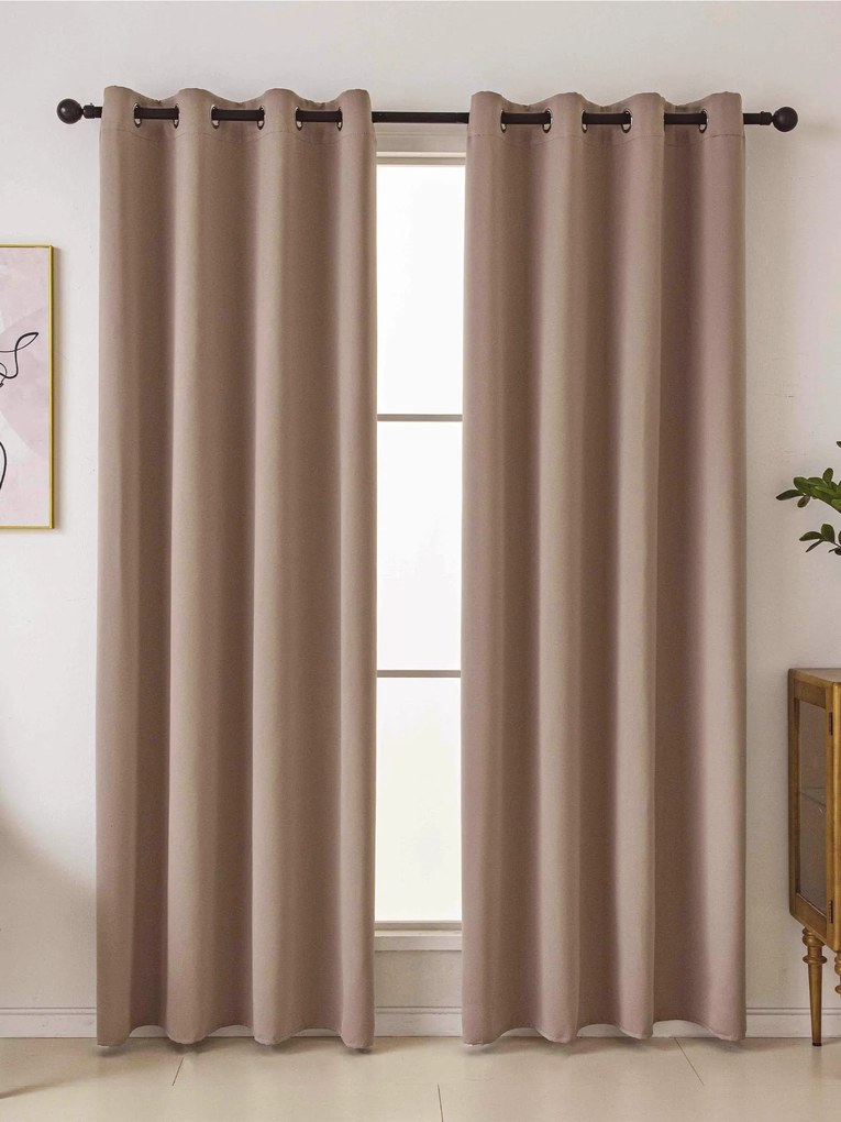 Blackout závesy Elias cappuccino - 140 × 180 cm (2 ks) - krúžky