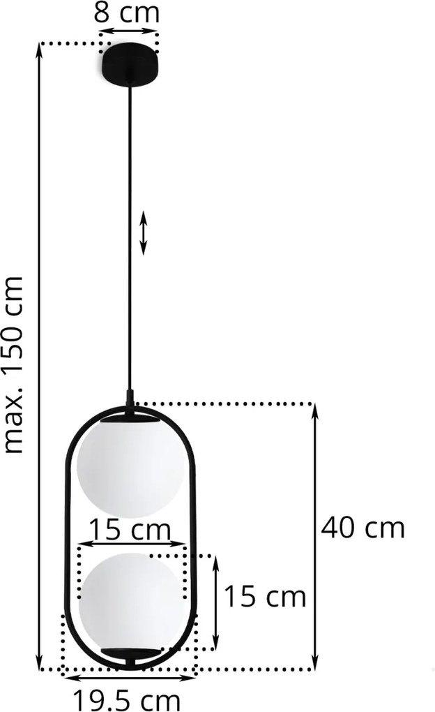 Závesné svietidlo Florence, 2x biele sklenené tienidlo, b, U