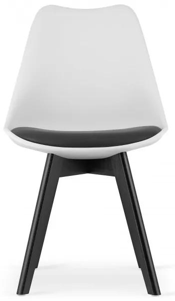 Jedálenská stolička MARK - bielo/čierna (čierne nohy)