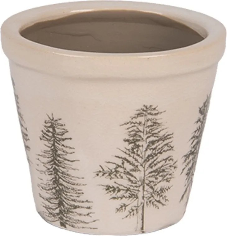 Béžový obal na kvetináč so stromčekmi Natural Pine Trees XS - Ø 8*7 cm