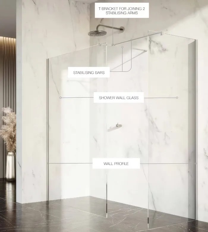 Erga Paris, sprchová zástena Walk-In 100x200 cm, 8mm číre sklo, zlatý lesklý profil, ERG-V02-PARIS-100x200-CL-GD