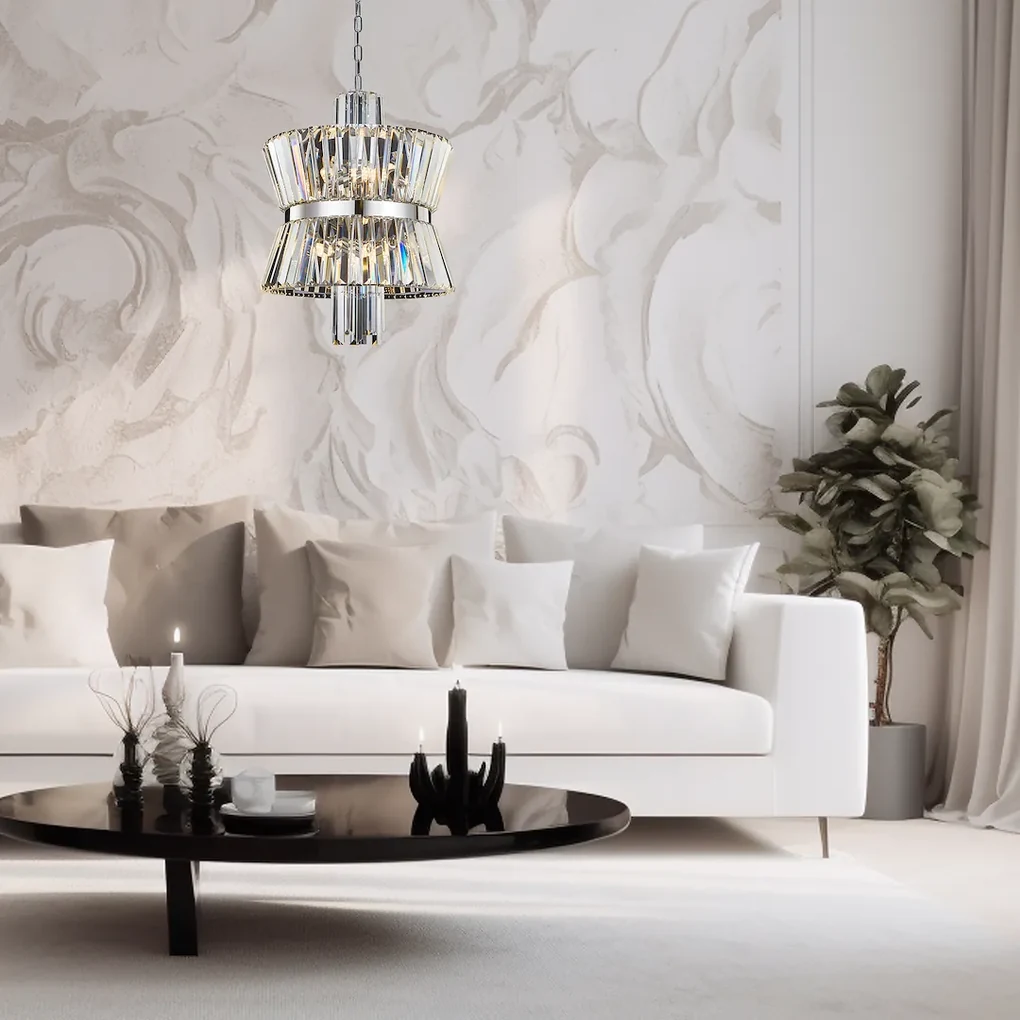 Luster Aurelia, 1x krištáľové/chrómové kovové tienidlo, (fi 42cm), ch