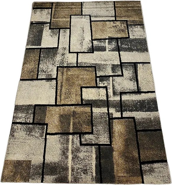HU Hnedo-béžovo-sivý moderný koberec Gallery vzor kocky Rozmer: 200x290 cm
