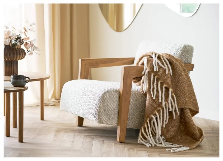 Svetlohnedá deka s prímesou vlny 130x170 cm Carmel – House Nordic