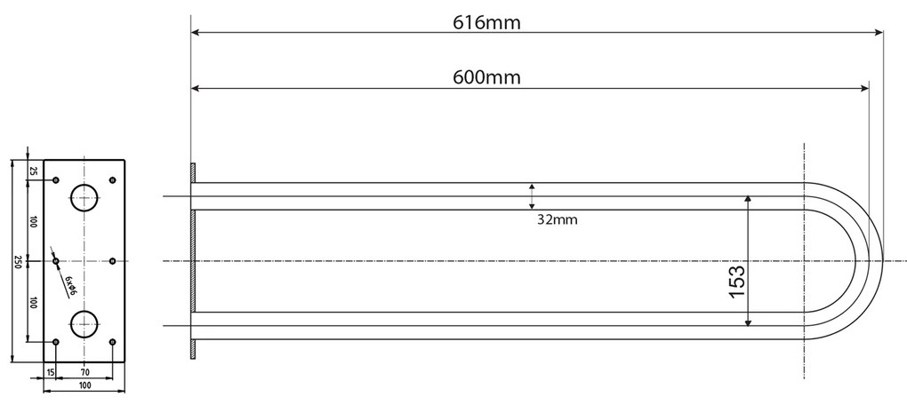 Sapho Sapho, HANDICAP oporné madlo tvar U 600mm, biela, XH538W