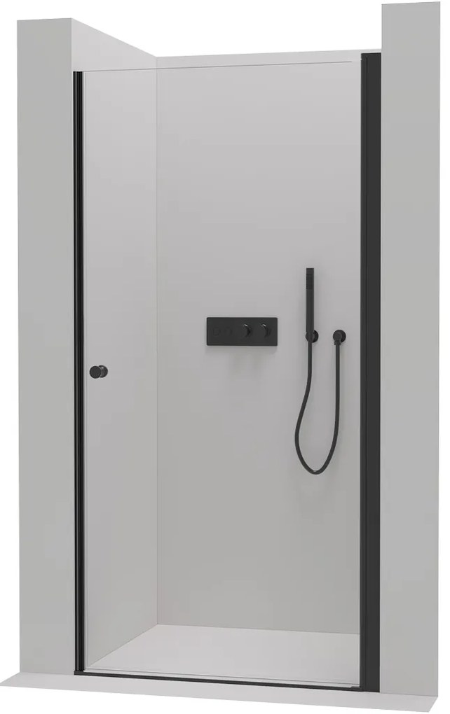 Cerano Antelo, 1-krídlové sprchové dvere 90x190 cm, 6mm číre sklo, čierny profil, CER-CER-432382