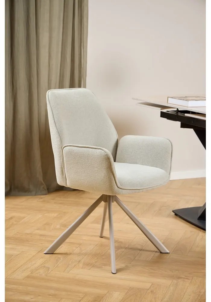 Béžové čalúnené jedálenské kreslo s podrúčkami Graham – Actona