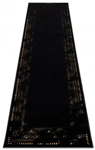 Dywany Łuszczów, Behúň Gloss 408C 86 geometric black/gold, 80x300, čierna, obývacia izba