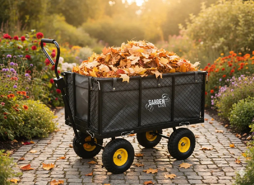 Garden Line XL DVOJFUNKČNÝ ZÁHRADNÝ VOZÍK – ČIERNY S PLACHTOU