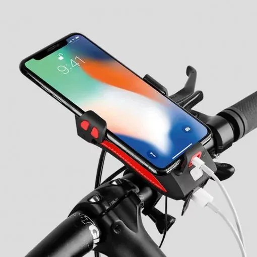 Zaparkorun Svetlo na bicykel Bikerpro 4 v 1 s držiakom na telefón - červené