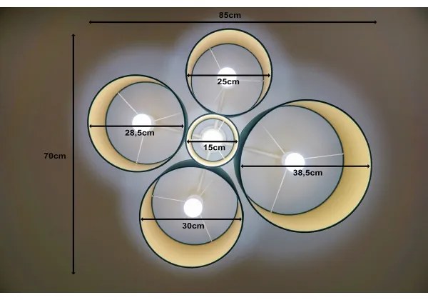Duolla - Stropné svietidlo ROLLER PENTO 5xE27/60W/230V zelená/zlatá