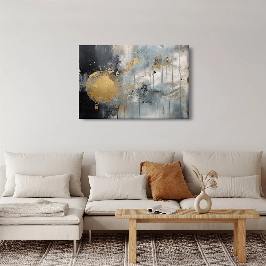 Obraz - Abstrakcia so zlatou guľou (90x60 cm)
