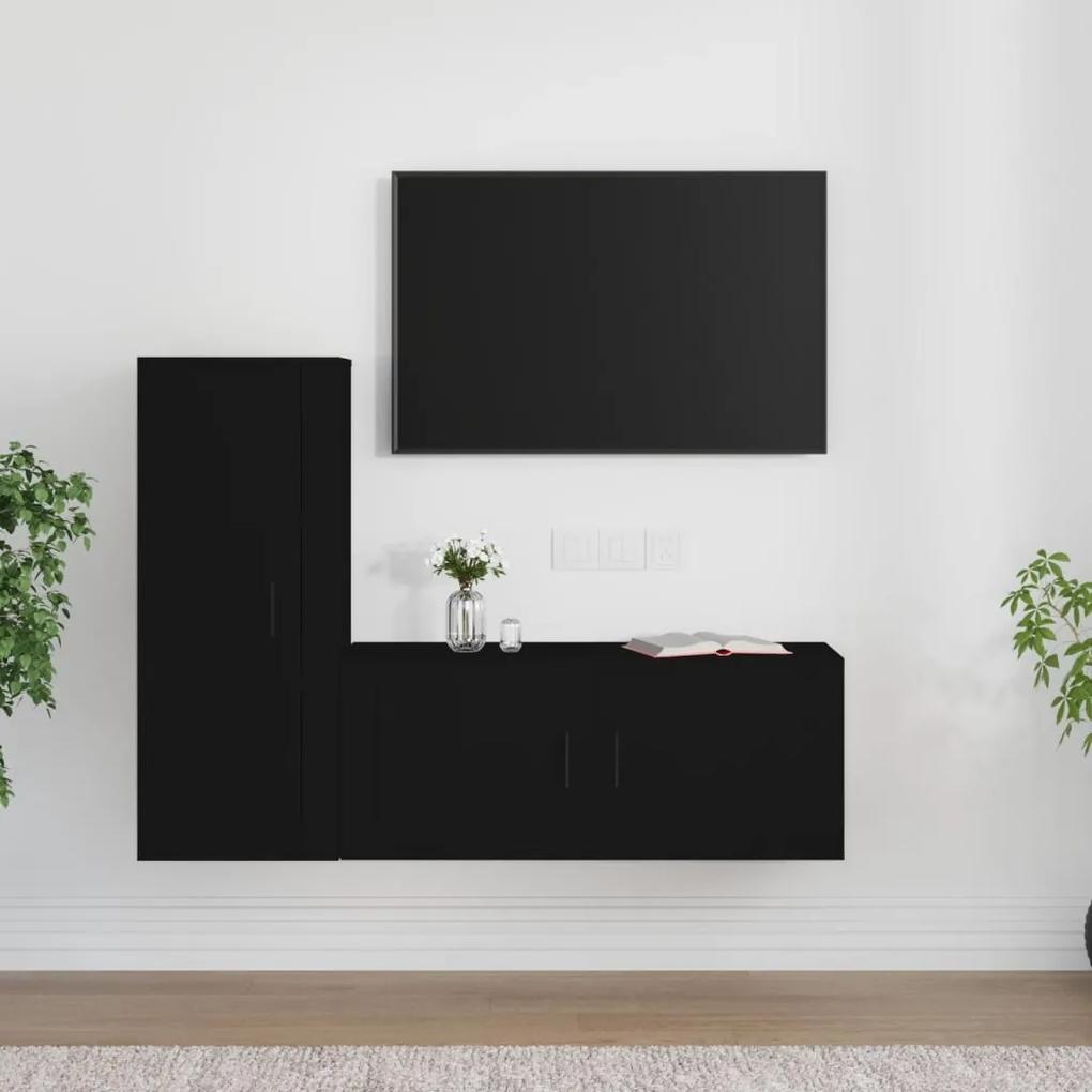 2-dielna súprava TV skriniek čierna kompozitné drevo 3188735