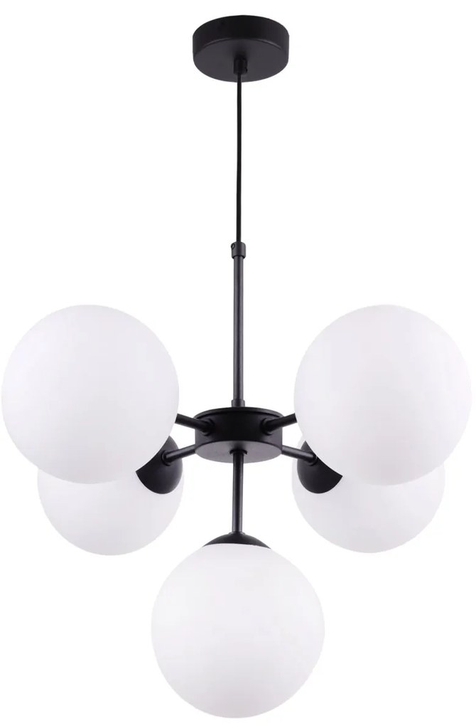 Závesné svietidlo Florence, 5x biele sklenené tienidlo