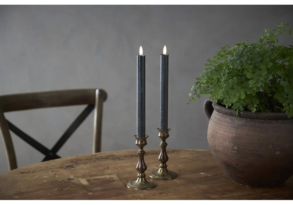 Súprava 2 čiernych LED voskových sviečok Star Trading Flamme, výška 25 cm