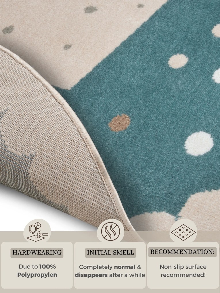 Hanse Home, Detský koberček Adventures 105970 Cream Blue kruh, 100x100 (priemer) kruh, modrá, detská izba