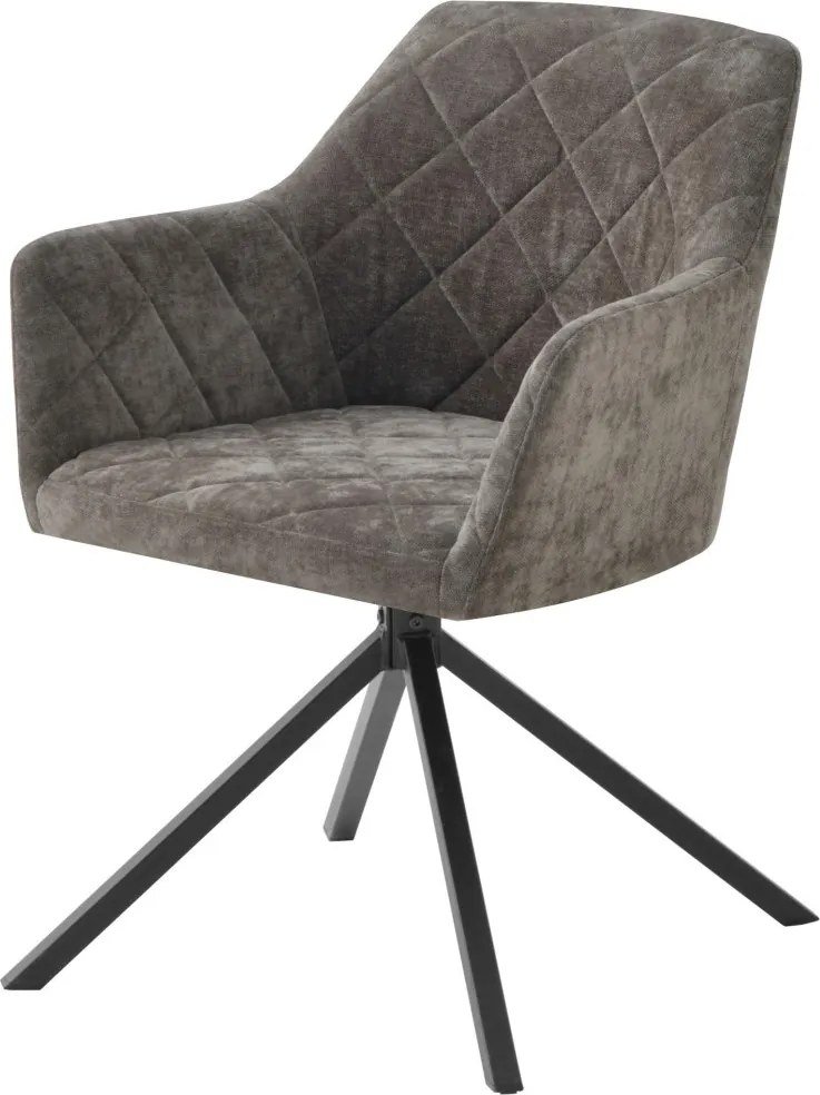 Otočná jedálenská stolička Patti, šedo-hnedá látka