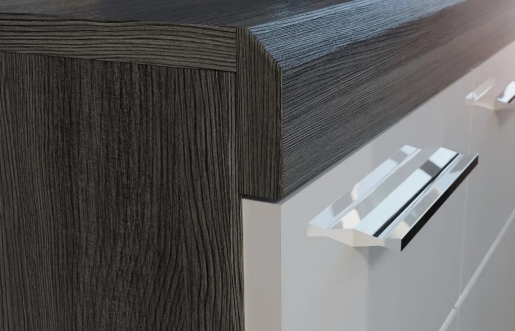 Široká komoda Scout, 165 cm, sivý dub/biely lesk