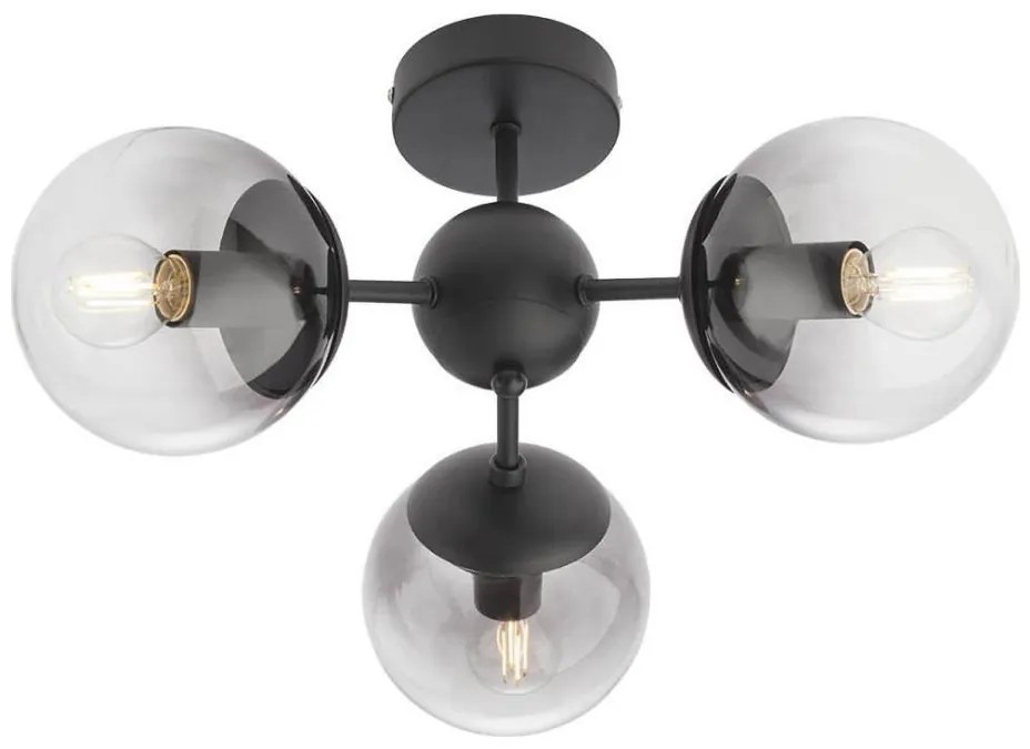 Redo 01-2176 - Luster na tyči SEMIA 3xE14/28W/230V čierna/dymová