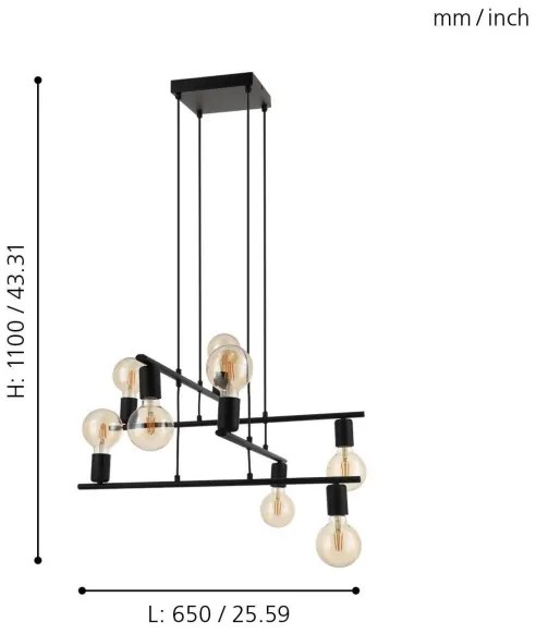 Eglo 98909 - Luster na lanku MEZZANA 8xE27/40W/230V