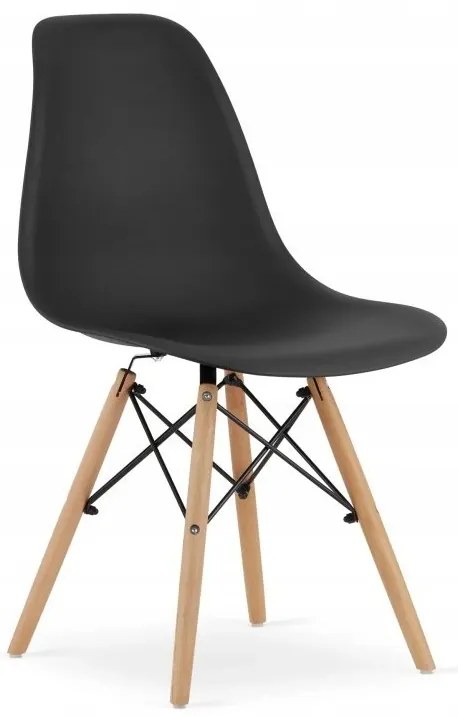 Jedálenská zostava TODI 80cm okrúhly stolový set biely + 4 stoličky OSAKA čierne Farba: Hnedá