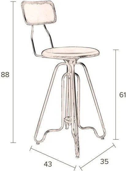 Čierna kovová vysoká stolička Dutchbone Ovid, výška 88 cm