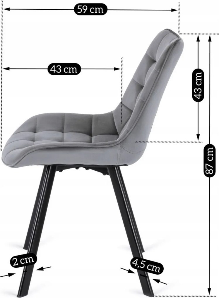PROXIMA.store - Čalúnená jedálenska stolička RICK FARBA: sivá, MATERIÁL: zamat