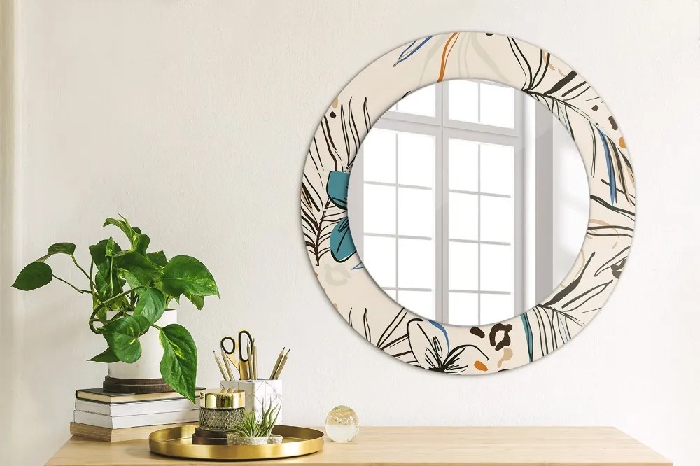 Okrúhle ozdobné zrkadlo Kvety so vzorom džungle fi 50 cm