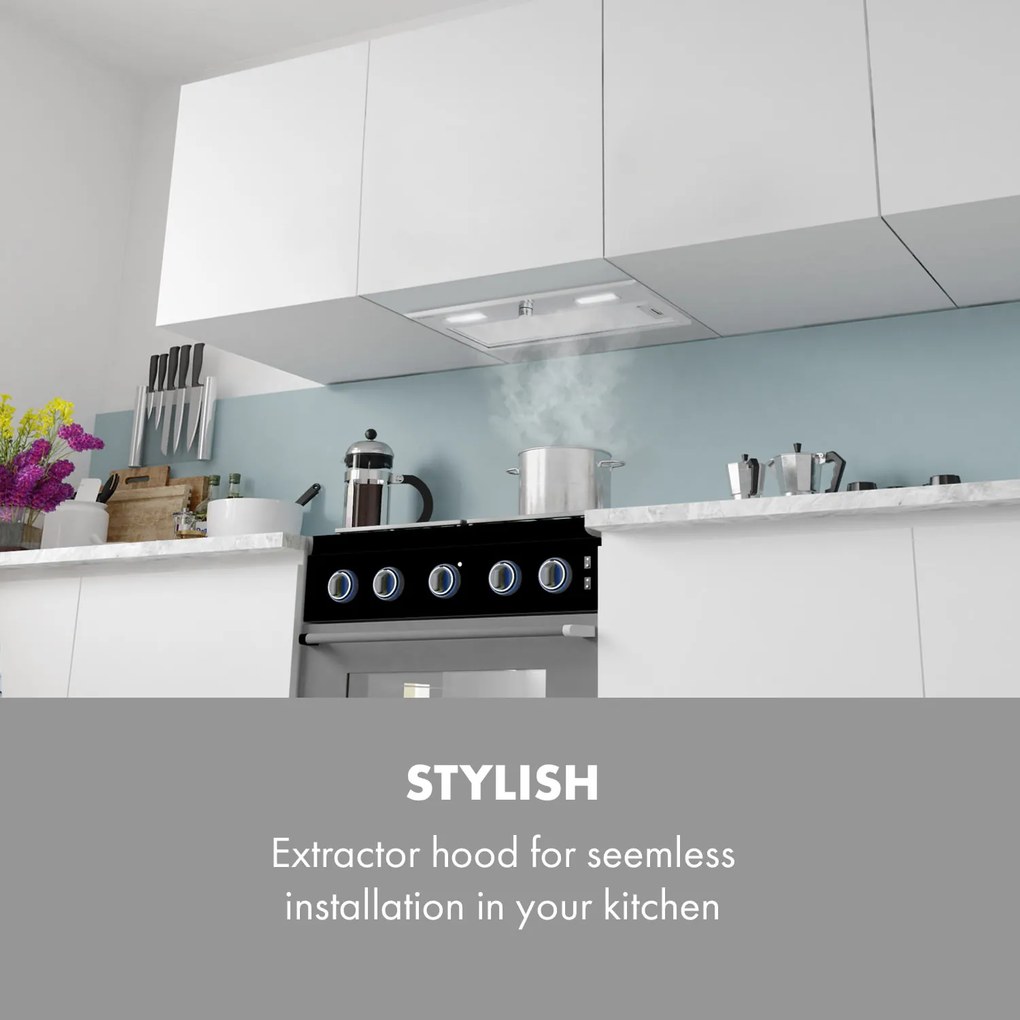 Klarstein Simplica, digestor, 70 cm, vstavaný, 400 m³/h, LED, nehrdzavejúca oceľ