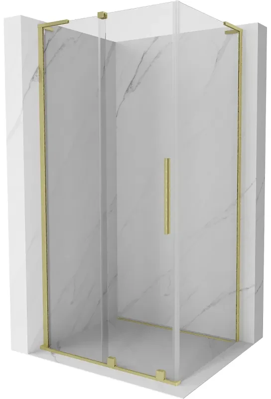 Mexen Velar L, sprchový kút s posuvnými dverami 110 x 85 cm, 8mm číre sklo, zlatá matná, 871-110-085-03-55