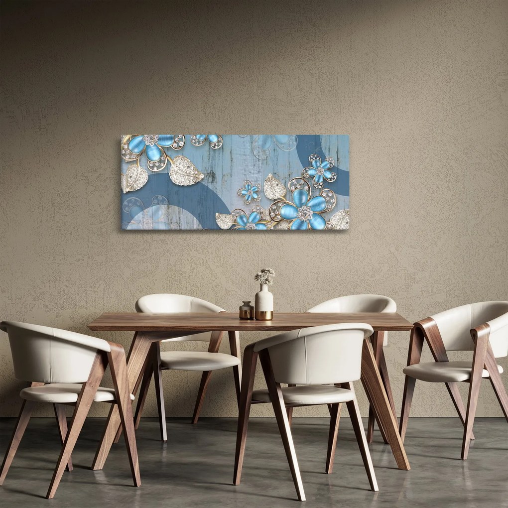 Obraz - Modré kvety (120x50 cm)
