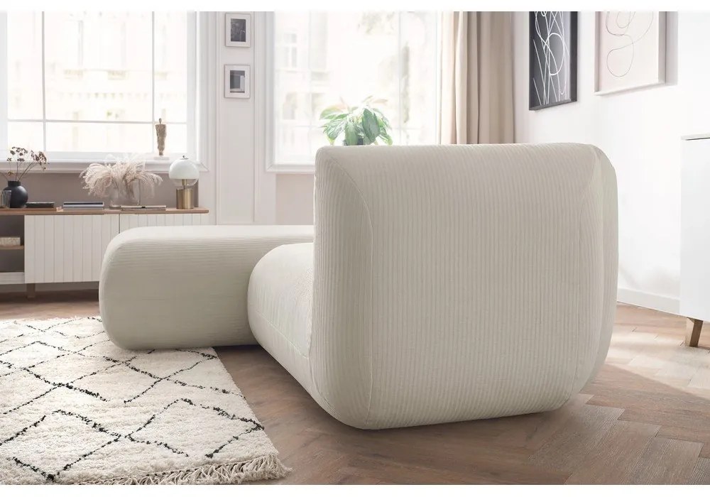 Biela menčestrová rohová pohovka (ľavý roh) Lecomte - Bobochic Paris