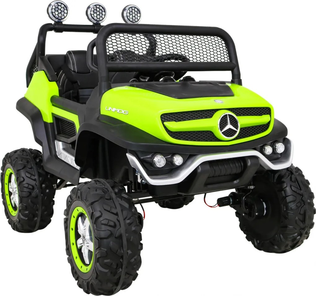 Ramiz Mercedes Benz Unimog elektrické autíčko pre deti zelené + pohon 4x4
